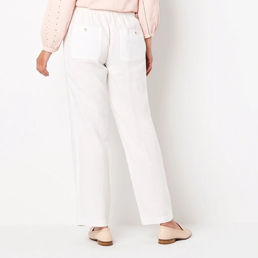 Liz Claiborne White Linen Blend Relaxed Wide Leg Pants XL - Picture 1 of 13